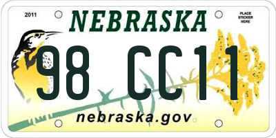 NE license plate 98CC11