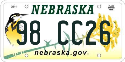 NE license plate 98CC26