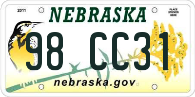 NE license plate 98CC31