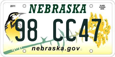 NE license plate 98CC47