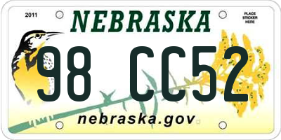 NE license plate 98CC52