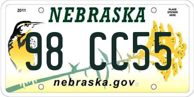 NE license plate 98CC55