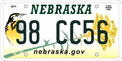 NE license plate 98CC56