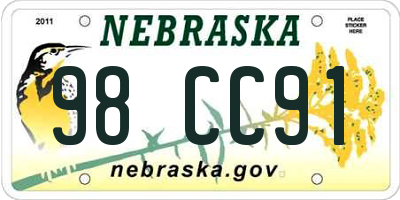 NE license plate 98CC91