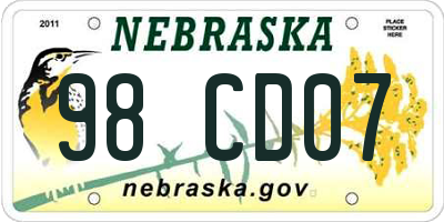 NE license plate 98CD07