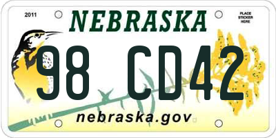 NE license plate 98CD42