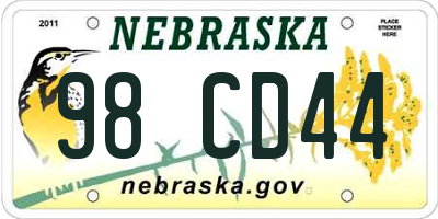NE license plate 98CD44