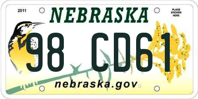 NE license plate 98CD61