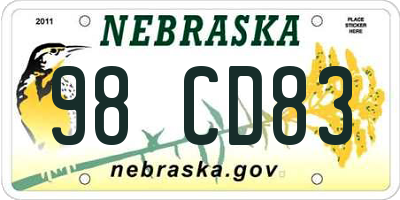 NE license plate 98CD83