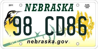 NE license plate 98CD86