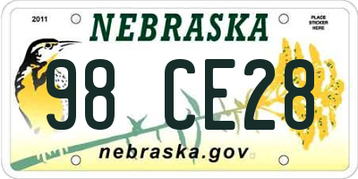 NE license plate 98CE28