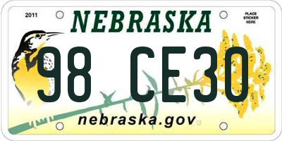 NE license plate 98CE30