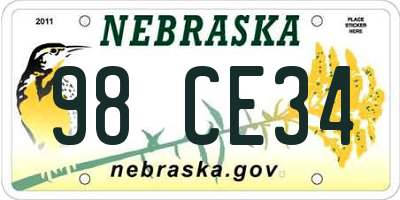 NE license plate 98CE34