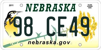 NE license plate 98CE49