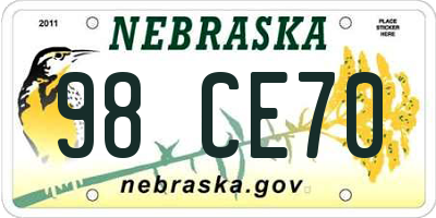 NE license plate 98CE70