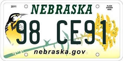 NE license plate 98CE91