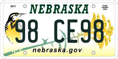 NE license plate 98CE98