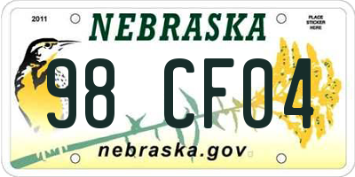 NE license plate 98CF04