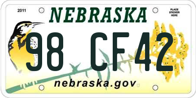 NE license plate 98CF42