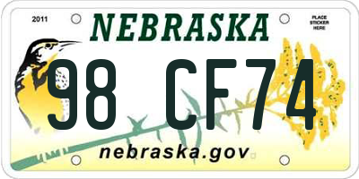 NE license plate 98CF74