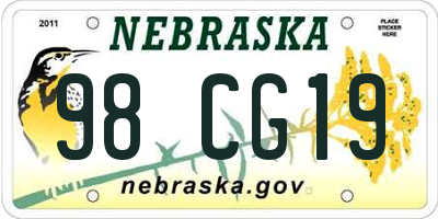 NE license plate 98CG19