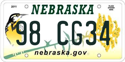 NE license plate 98CG34