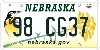 NE license plate 98CG37