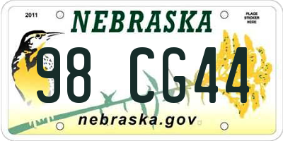 NE license plate 98CG44
