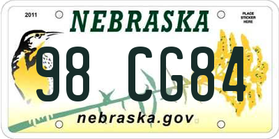 NE license plate 98CG84