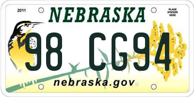 NE license plate 98CG94