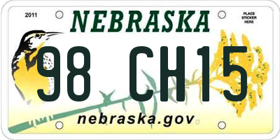 NE license plate 98CH15