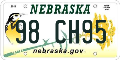 NE license plate 98CH95