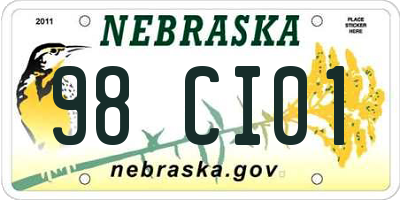 NE license plate 98CI01