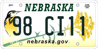 NE license plate 98CI11