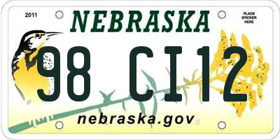 NE license plate 98CI12
