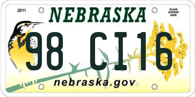NE license plate 98CI16