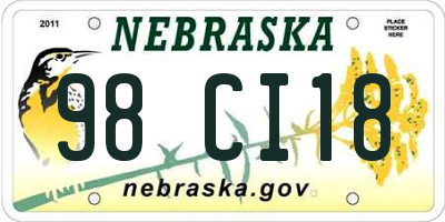 NE license plate 98CI18