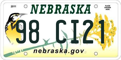 NE license plate 98CI21