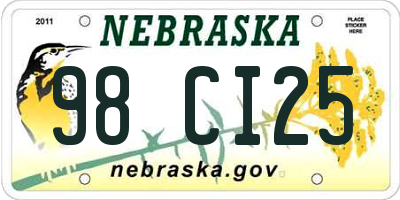 NE license plate 98CI25