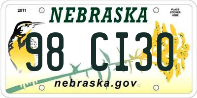 NE license plate 98CI30
