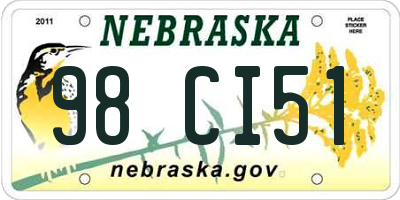 NE license plate 98CI51