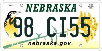 NE license plate 98CI55