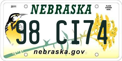 NE license plate 98CI74