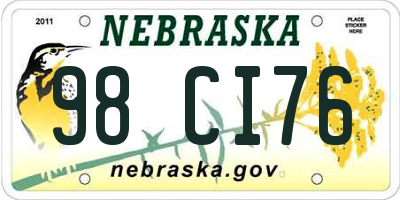NE license plate 98CI76