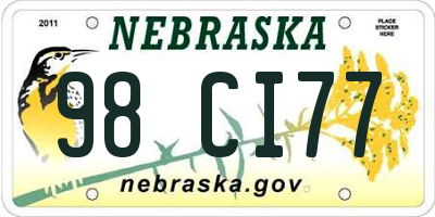 NE license plate 98CI77