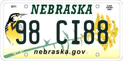 NE license plate 98CI88