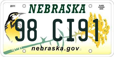 NE license plate 98CI91