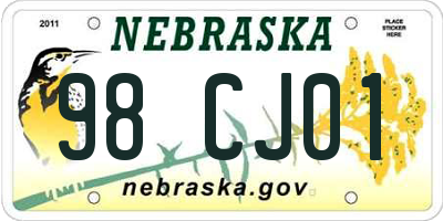 NE license plate 98CJ01