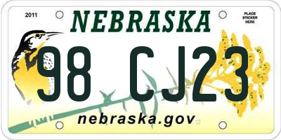 NE license plate 98CJ23