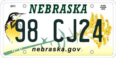 NE license plate 98CJ24